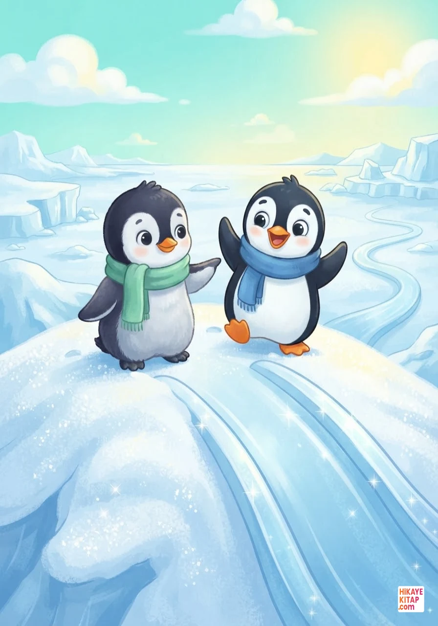 Minik Penguen Pofuduk ve Buzdan Kaydırak Sayfa 3 görseli