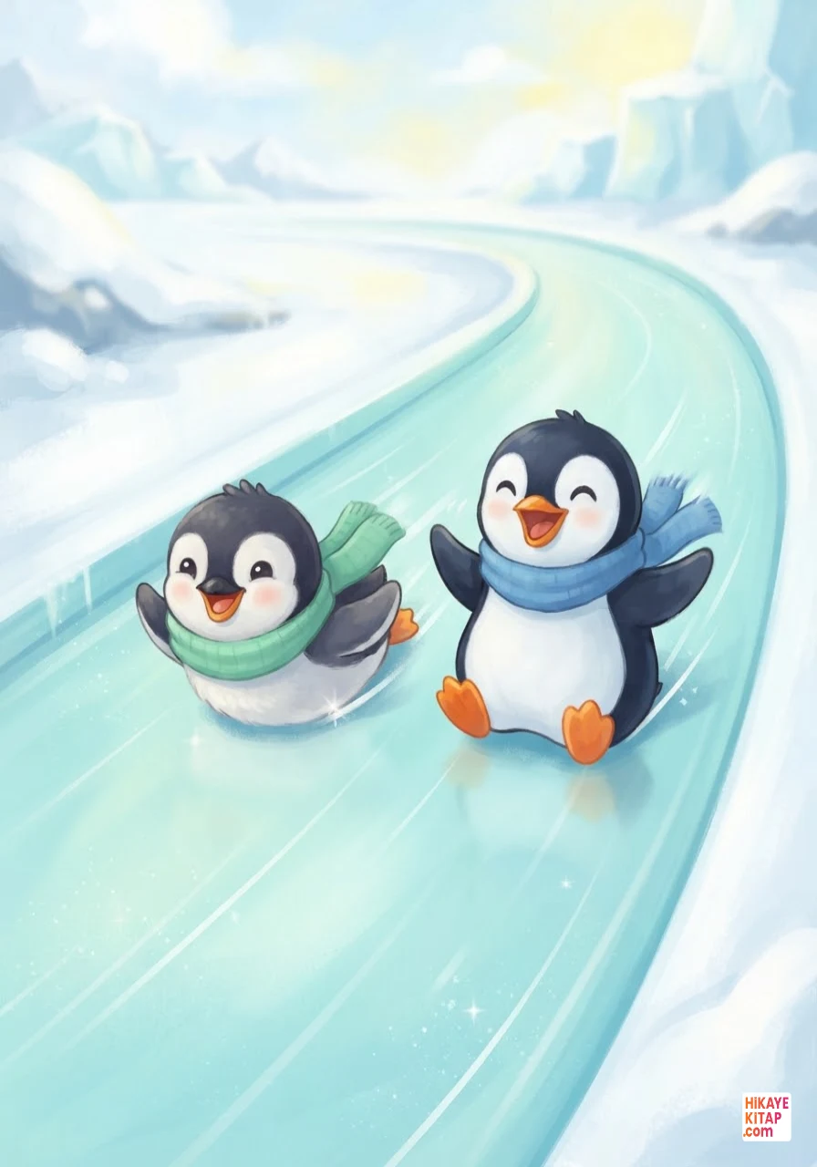 Minik Penguen Pofuduk ve Buzdan Kaydırak Sayfa 6 görseli