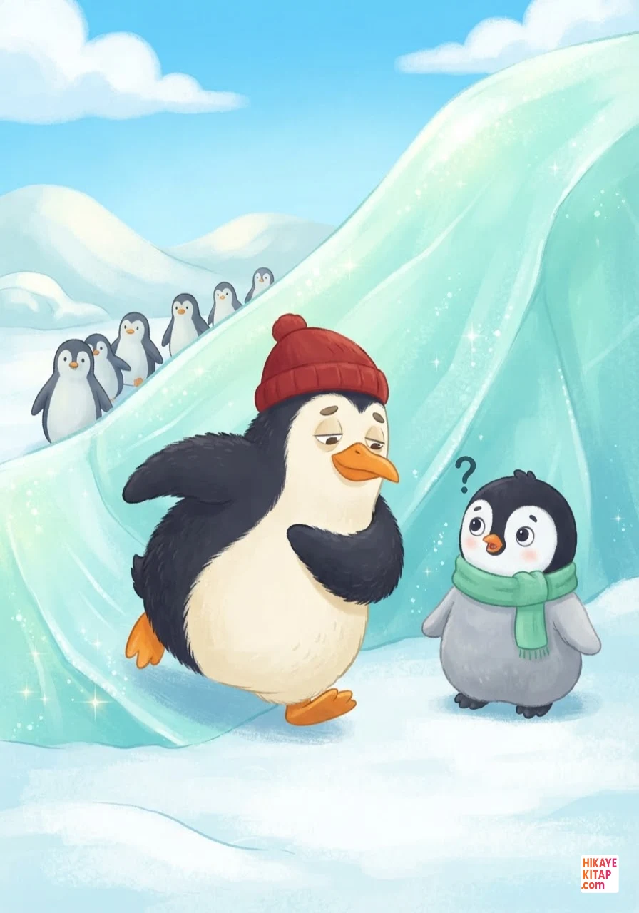 Minik Penguen Pofuduk ve Buzdan Kaydırak Sayfa 8 görseli