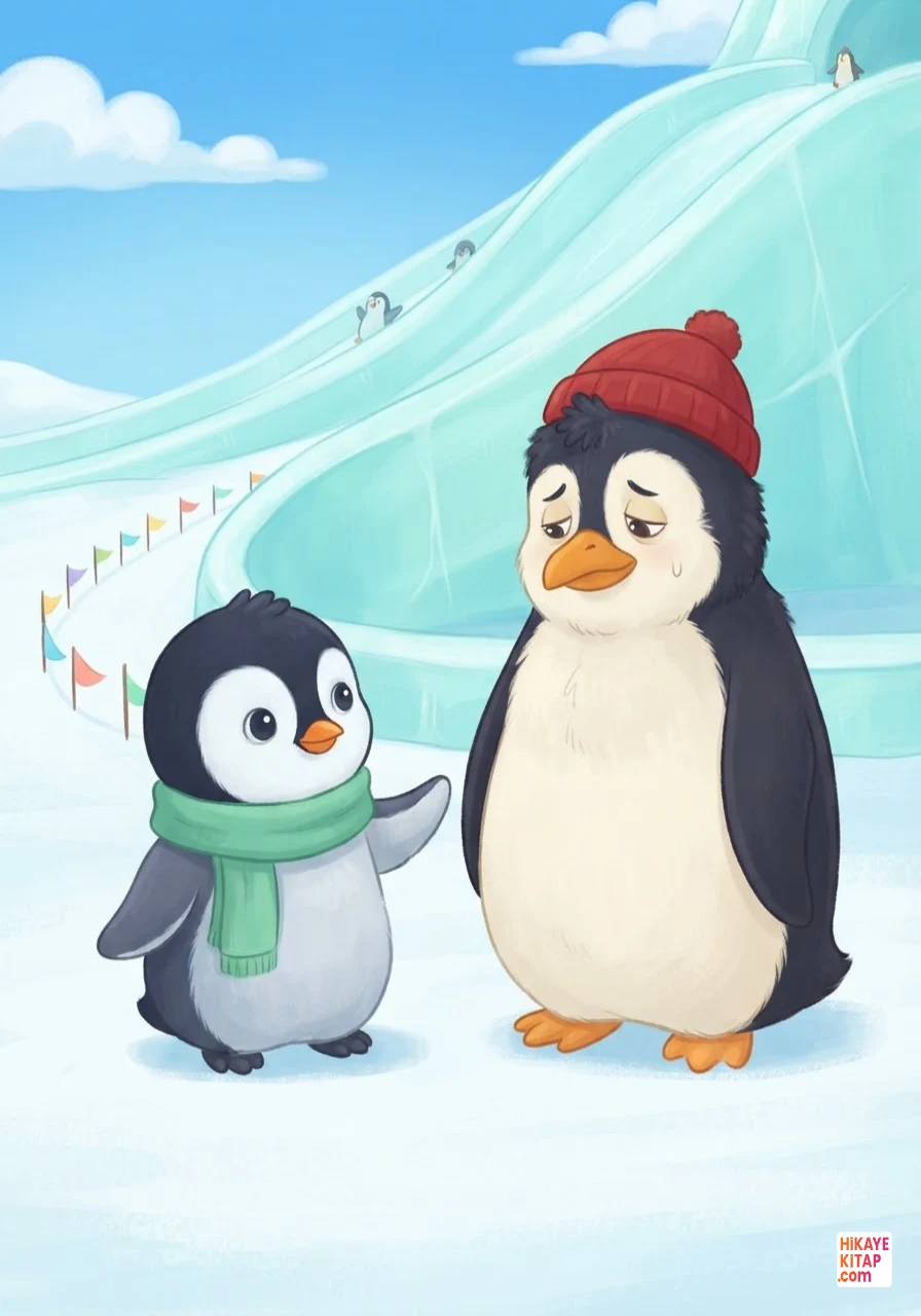 Minik Penguen Pofuduk ve Buzdan Kaydırak Sayfa 9 görseli