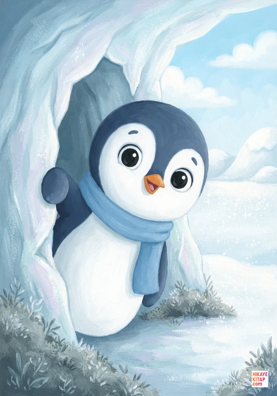 Minik Penguen Mavi ve Kar Taneleri 1 görseli