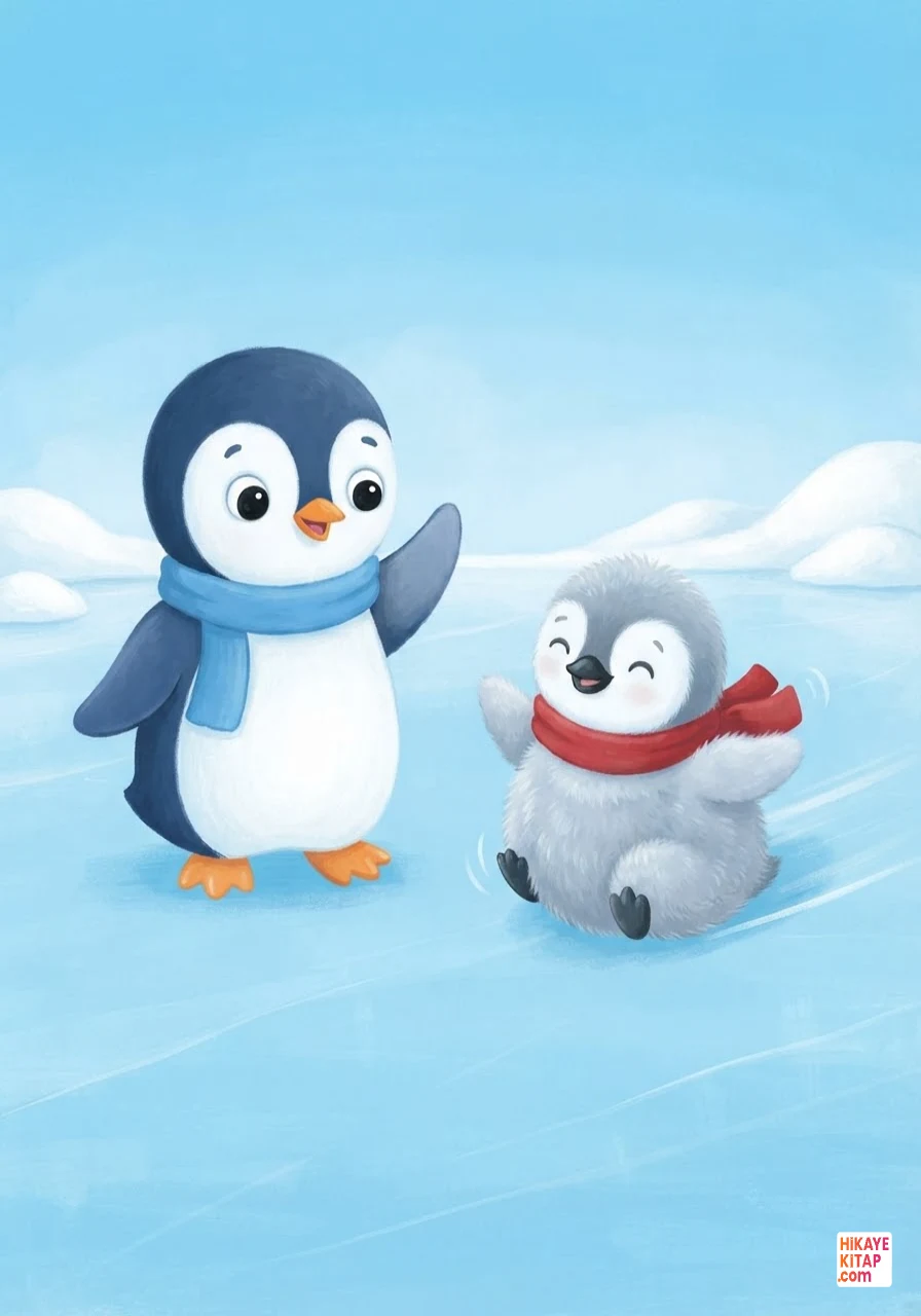 Minik Penguen Mavi ve Kar Taneleri Sayfa 5 görseli