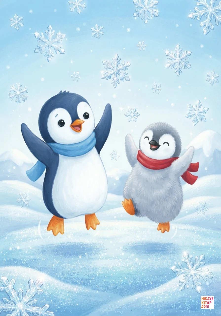 Minik Penguen Mavi ve Kar Taneleri Sayfa 6 görseli