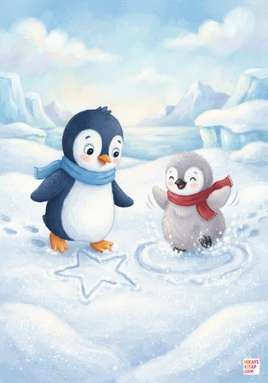 Minik Penguen Mavi ve Kar Taneleri Sayfa 9 görseli
