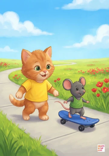 Minik Kedi Pati ve Kaykaylı Fare kapak