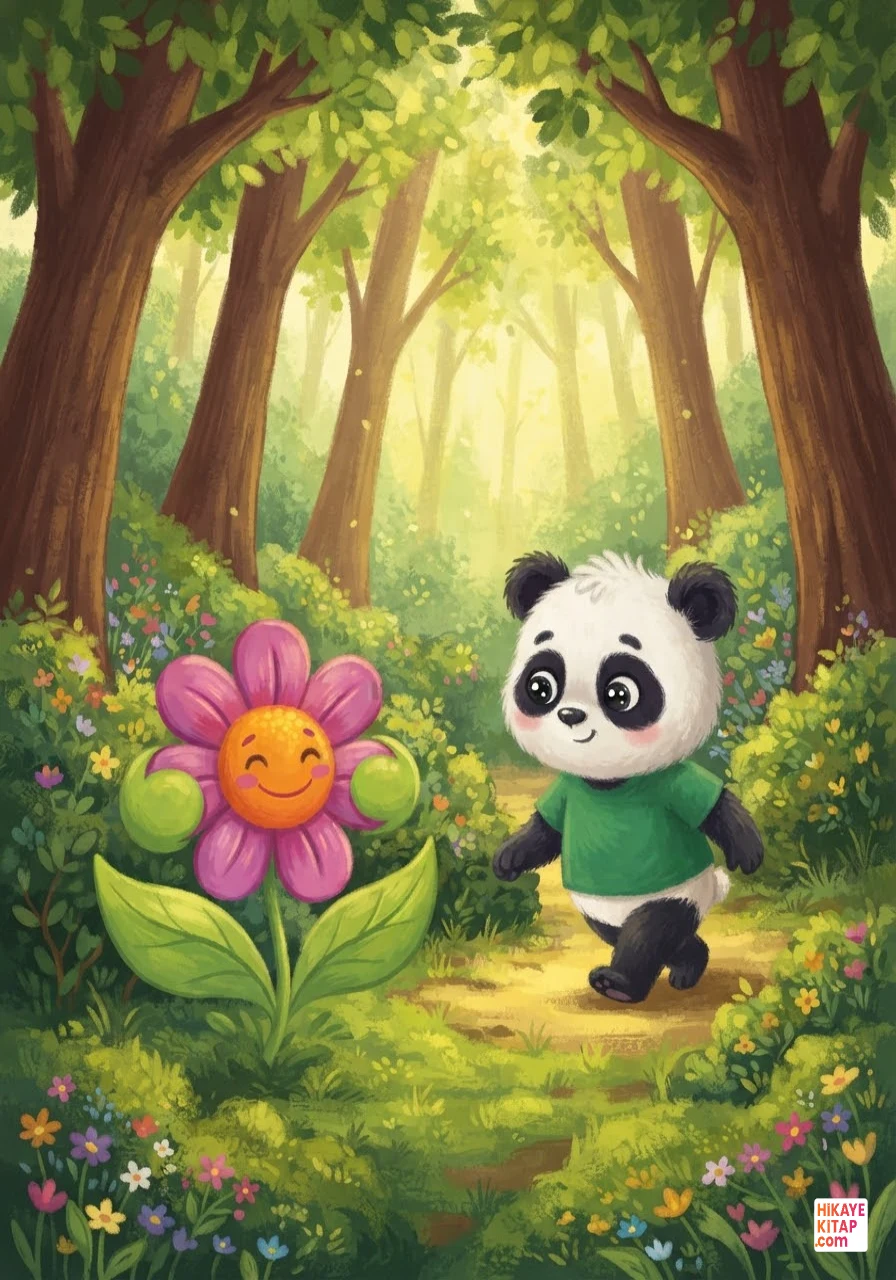 Minik Panda Pati ve Gülümseyen Çiçek 1 görseli